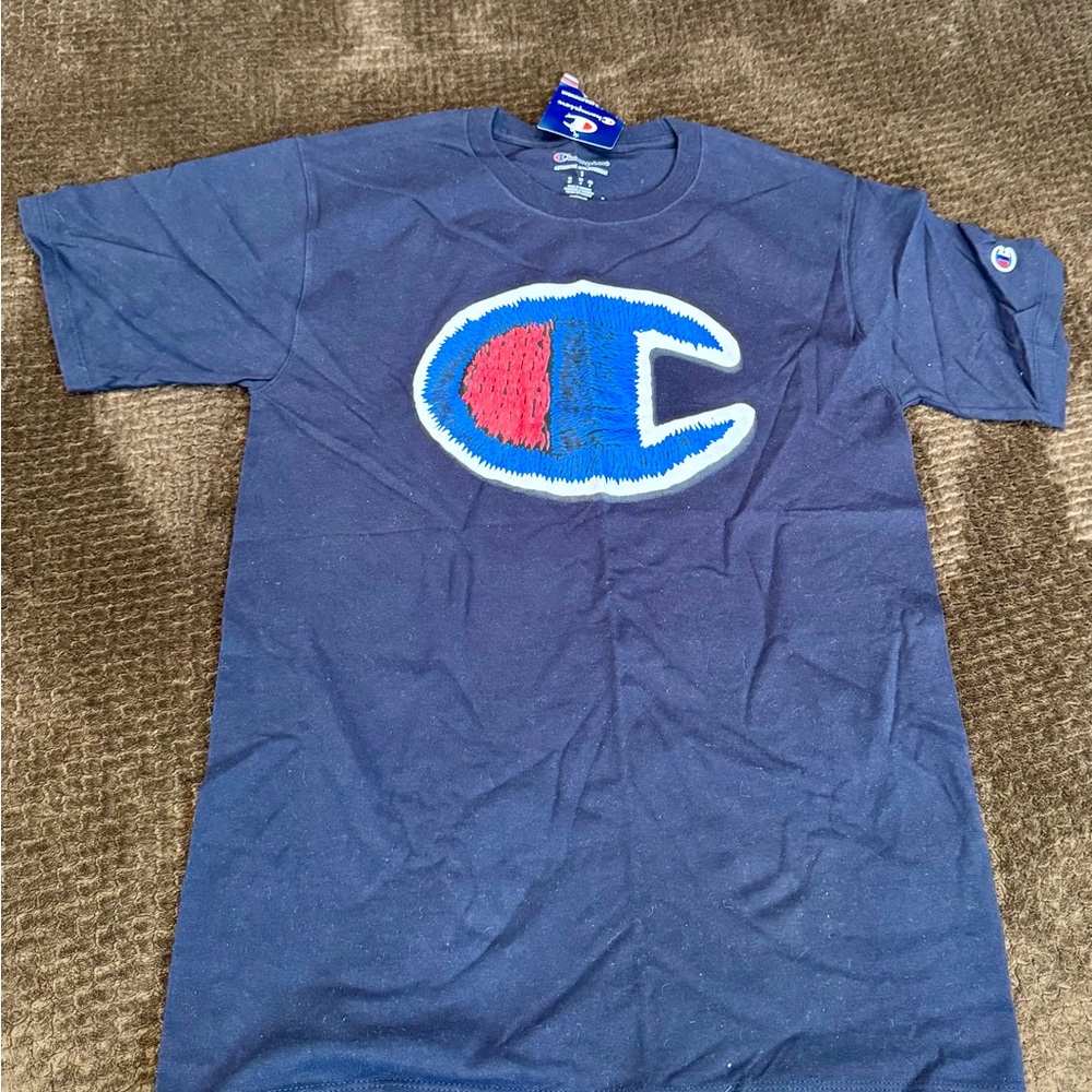 Champion Navy T-Shirt with Blue & Red Logo